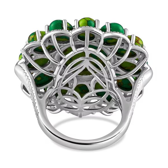 Gift Set: Mojave Green Turquoise Gemstone Floral Ring and Matching Earrings NWT - Picture 9 of 13